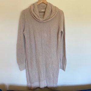 Garnet Hill Cowl Neck Midi Sweater Dress - Cream